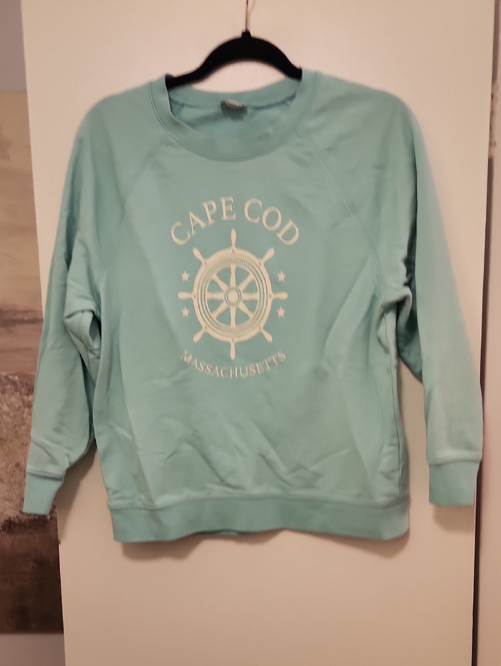 J. Crew Factory Crewneck Sweatshirt - Light Blue with White Graphic